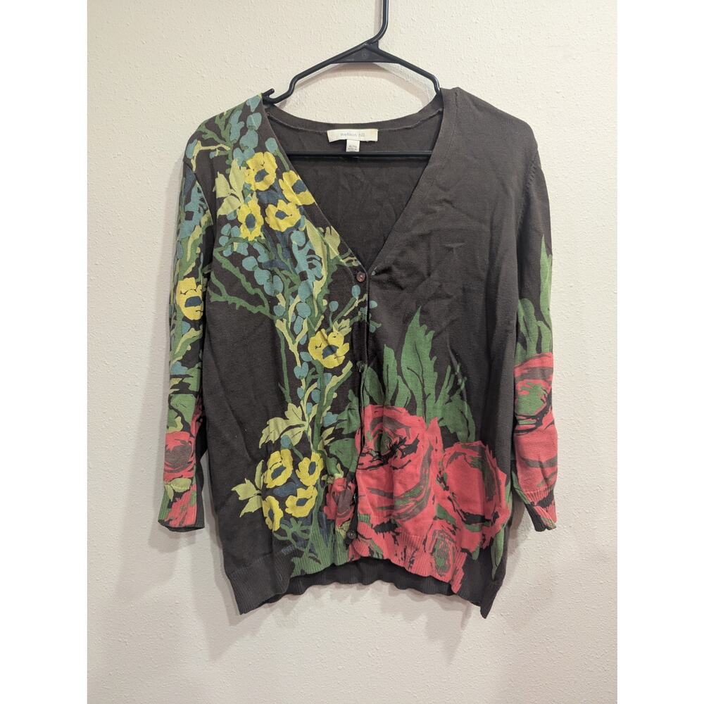 Women's brown pretty & colorful cottage core cardigan by Madison Hill size XL